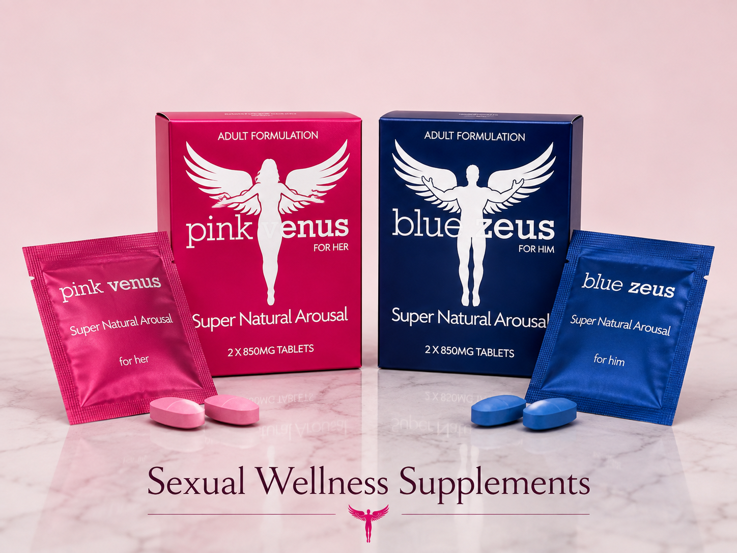 Pink Venus + Blue Zeus packaging